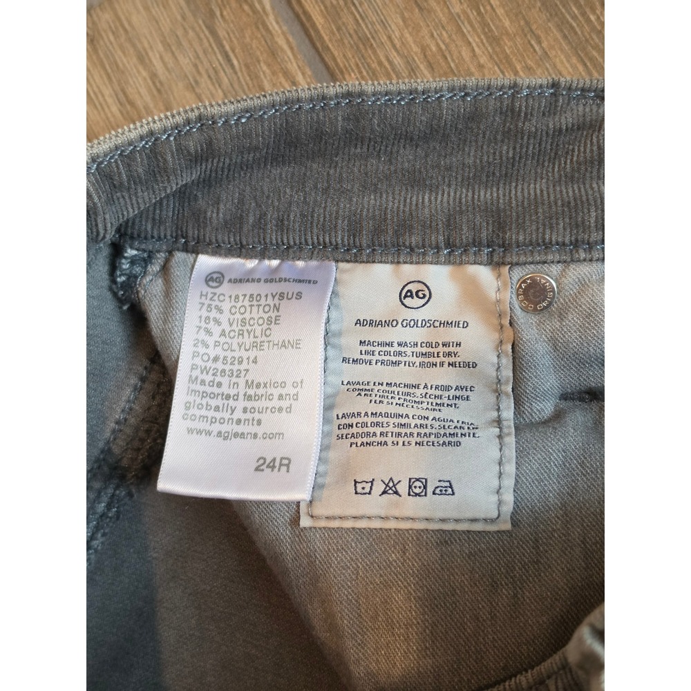 AG Adriano Goldschmied Mari High Rise Straight Corduroy Pants Grey 24R - Picture 4 of 5